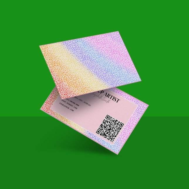 holografisk färgrik Neon QR-kod Makeup Artist Visitkort (Skapare uppladdad)