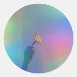 Holografisk färgstark vibrant UnicornLiquid Runt Klistermärke