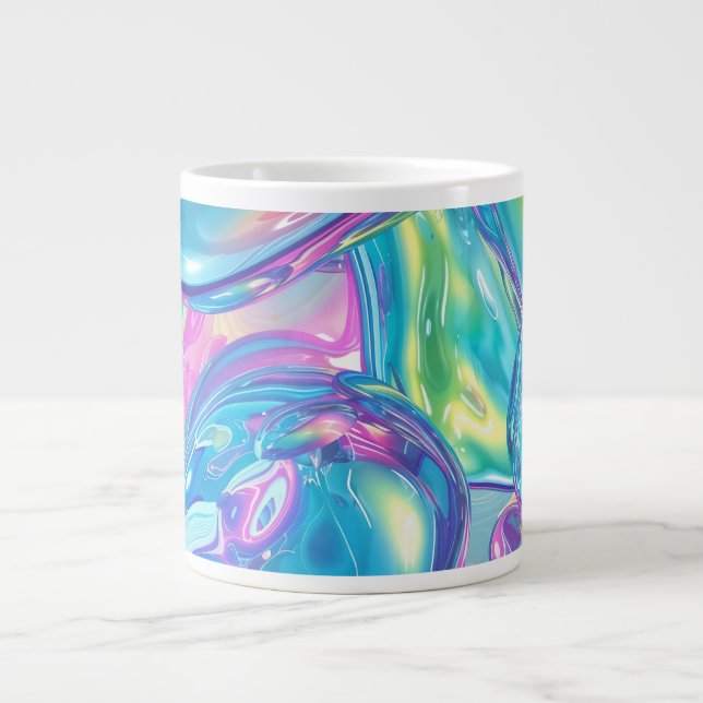 Holografisk flytande metallgradient Aura Estetik Jumbo Mugg (Framsidan)