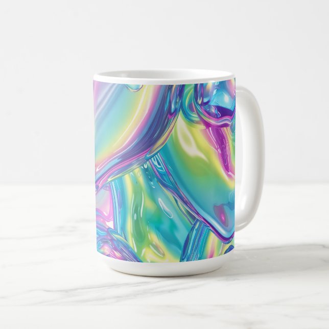 Holografisk flytande metallgradient Aura Estetik Kaffemugg (Framsida höger)