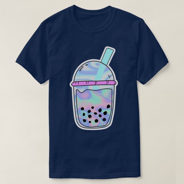 Holografisk folie Bubble Tea Iridescent Bubble Tea T Shirt (Design framsida)