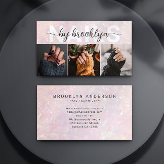 Holografisk fototypografi Nail Artist Visitkort