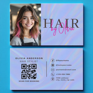 Holografisk frisörstylist foto QR-kod Visitkort