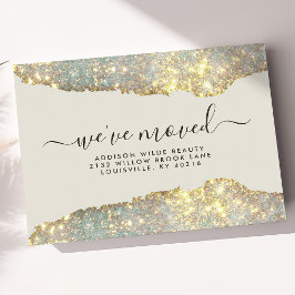 Holografisk Glam Glitter Salong Flyttningsmeddelan Meddelande Vykort