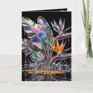 Holografisk Glas Paradisfågel Liquid Metal Ar Kort