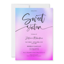 Holografisk glass lila girly rosa Sweet 16