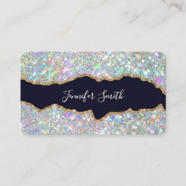 Holografisk glitter guldagat modern elegant visitkort