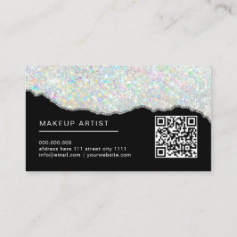 Holografisk glitter makeup-artist silver svart visitkort