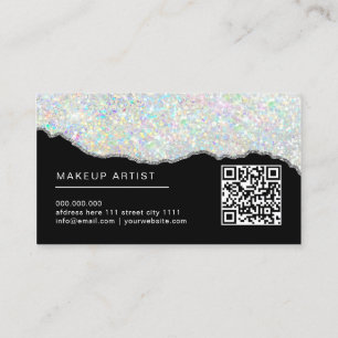 Holografisk glitter makeup-artist silver svart visitkort