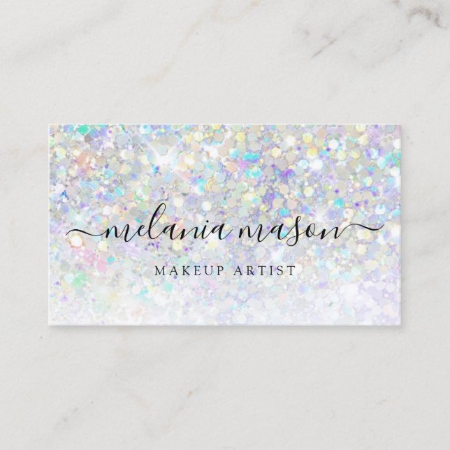 Holografisk Glitter Makeup Artist Skönhet Modern Visitkort (Framsida)