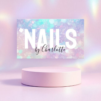 Holografisk Glitter Nail Salon QR-kod Visitkort
