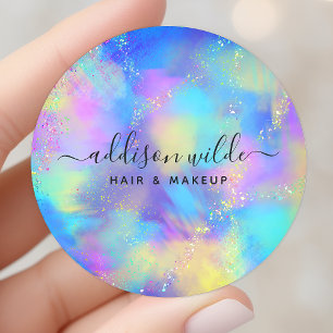 Holografisk Glitter Opal Iridescent Runt Klistermärke