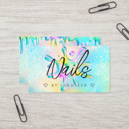 Holografisk Glitter Polish Splash Drips Naglar Visitkort