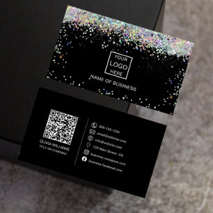 Holografisk glitter QR-kod ikon för sociala medier Visitkort
