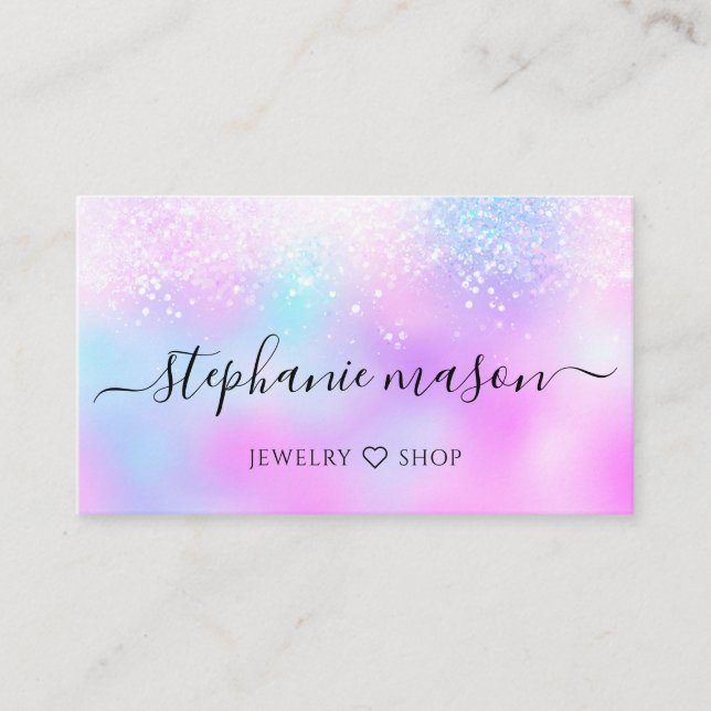 Holografisk glitterpastell glamorös iriserande lil visitkort (Framsida)