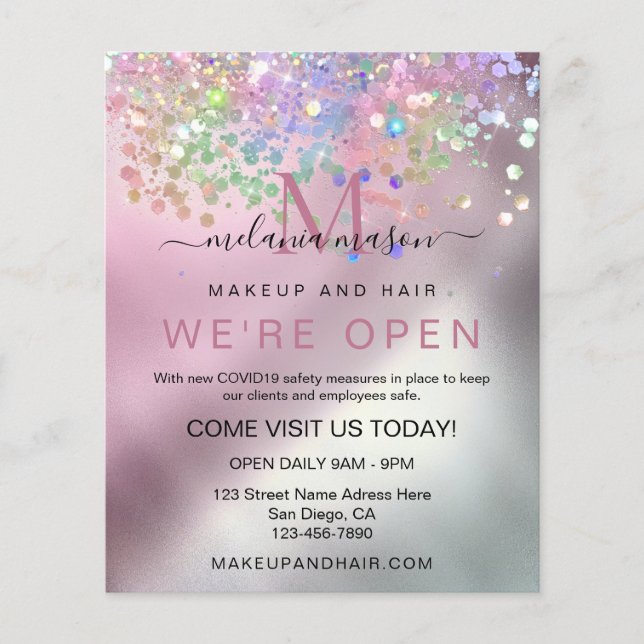 Holografisk Gnistra Glitter Elegant Makeup Artist Flygblad (Framsidan)