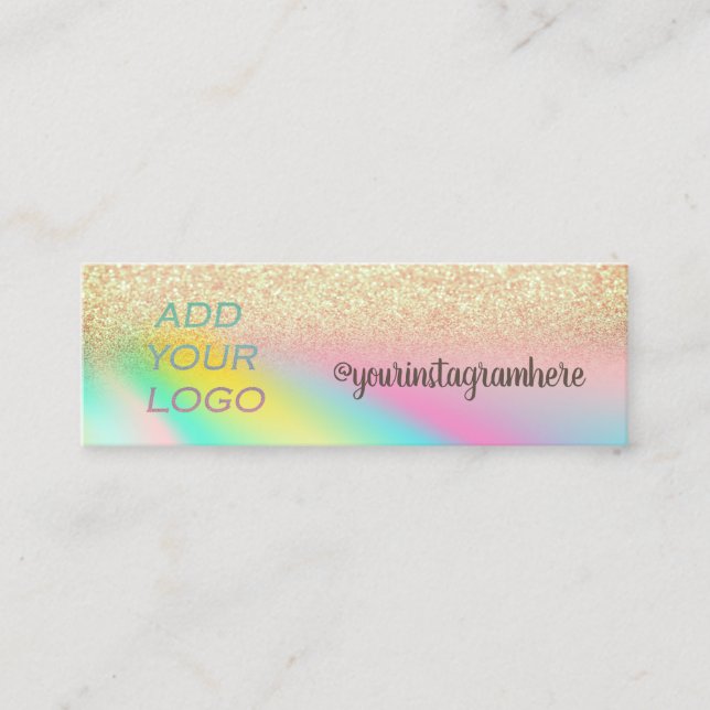 Holografisk Guld Bokeh Lägg Till Din Logotyp Mini Visitkort (Framsida)