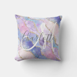 Holografisk guld glitter agate monogramme kudde