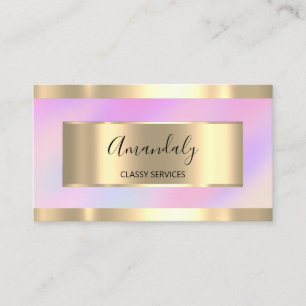 Holografisk Guld Professionell Makeup Nagel Rosa Visitkort