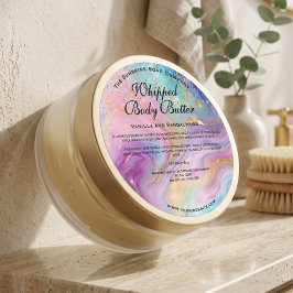 Holografisk guldglitter Body Butter-burkarsetikett Runt Klistermärke