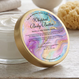 Holografisk guldglitter Body Butter-burkarsetikett Runt Klistermärke