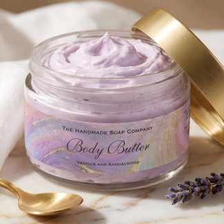 Holografisk guldglitter Body Butter-burketikett Etikettband