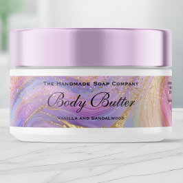 Holografisk guldglitter Body Butter-burketikett Etikettband