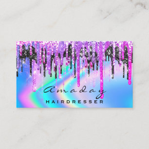 Holografisk Hair Makeup Beauty Salon Drips Pinky Visitkort