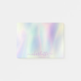 Holografisk irdescent Pastel Rainbow Namn Post-it Block