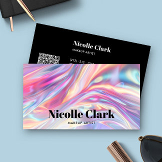 Holografisk irdescent QR-kod, modern Visitkort