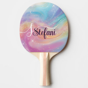 Holografisk irdescent Rainbow Unicorn Monogram Pingisracket