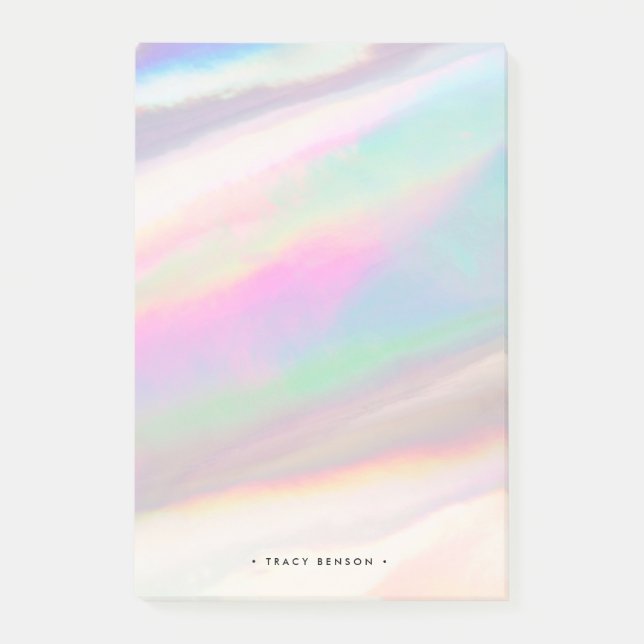 Holografisk Iridescent Opal Ädelsten Personlig Post-it Block (Framsida)
