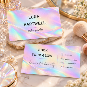 Holografisk Iridescent Opal Skönhet Makeup Artist Visitkort