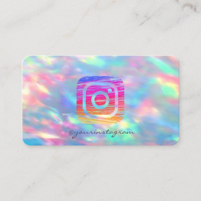 Holografisk iriserande OpaL instagram Sociala medi Visitkort (Framsida)
