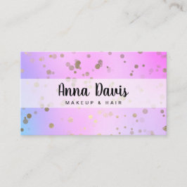 Holografisk konetti-guld-konfektytor, makeup & hår visitkort