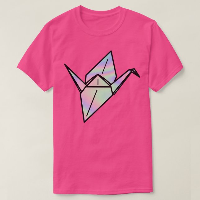 holografisk kran origami t shirt (Design framsida)