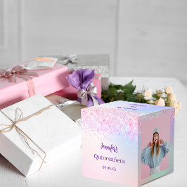 Holografisk lila av rosa Quinceanera Presentaskar