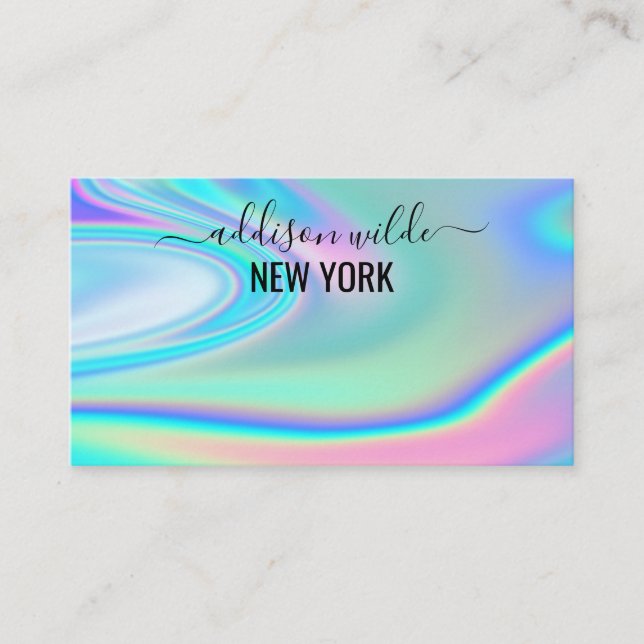 Holografisk Lila Glitter Luxury Glam Iridescent Visitkort (Framsida)