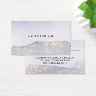 Holografisk lila glitter lyx glam giftkort visitkort