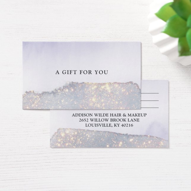 Holografisk lila glitter lyx glam giftkort visitkort (Skivbord)