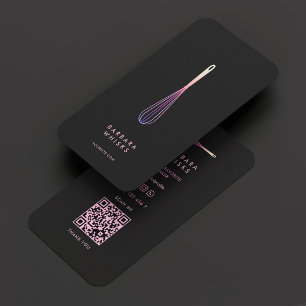Holografisk Lila Rosa Whisk Modern Baker Visitkort