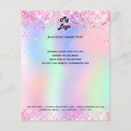 Holografisk logotyp för  rosa glitter flygblad