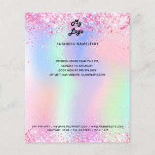 Holografisk logotyp för rosa glitter flygblad