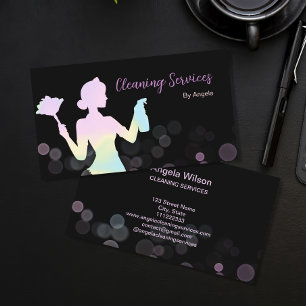 Holografisk Maid Städning Services Sparkling Chic Visitkort