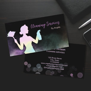 Holografisk Maid Städning Services Sparkling Chic Visitkort