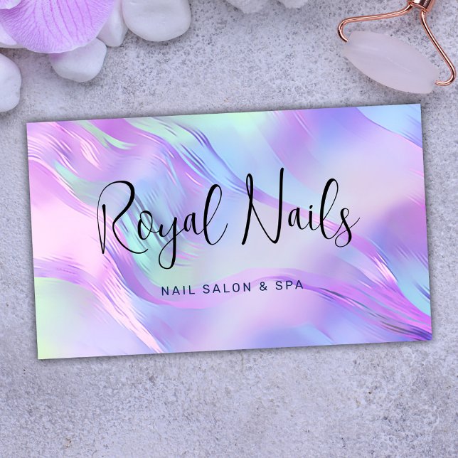 Holografisk Makeup Hair SPA Nail Salon Visitkort (Holographic Makeup Hair SPA Nail Salon Business Card)