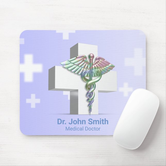 Holografisk medicin 3D Caduceus White Kor Musmatta (Med mus)