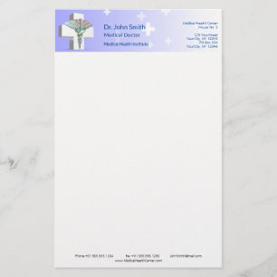 Holografisk Medicinsk 3D Kaduceus Vit Kors Brevpapper