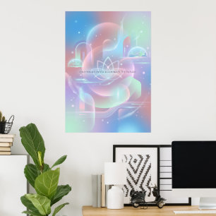 Holografisk meditationsyoga Iridescent konstaffisc Poster