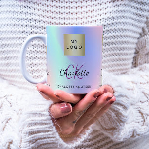 Holografisk monogram namn-logotyp kaffemugg